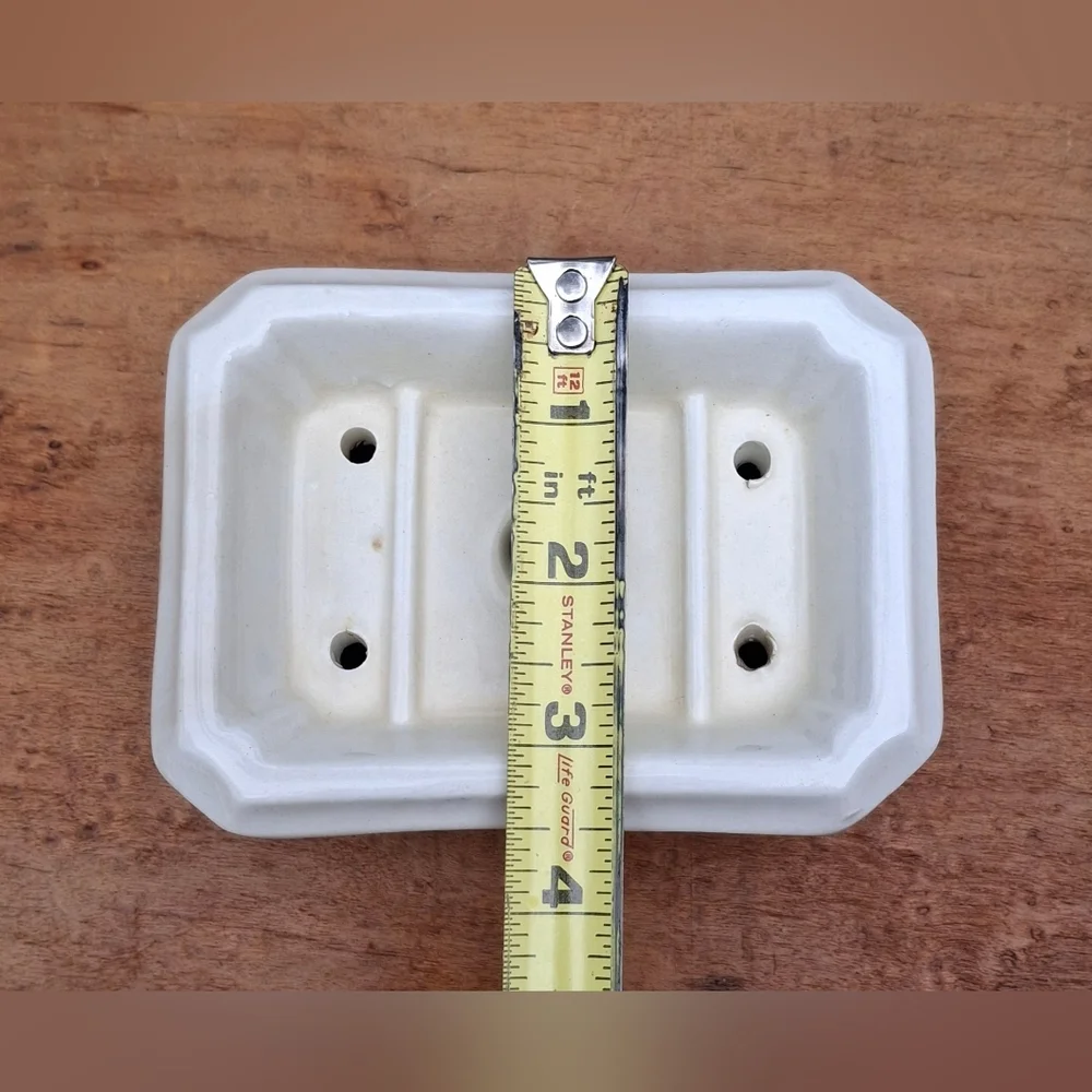 Antique 1892-1910 D.E. McNicol Pottery Co. White Ironstone Soap Box Soap Dish